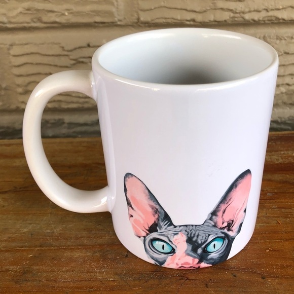 Sphynx Hairless Kitten On White Ceramic Coffee Mug - Picture 2 of 7